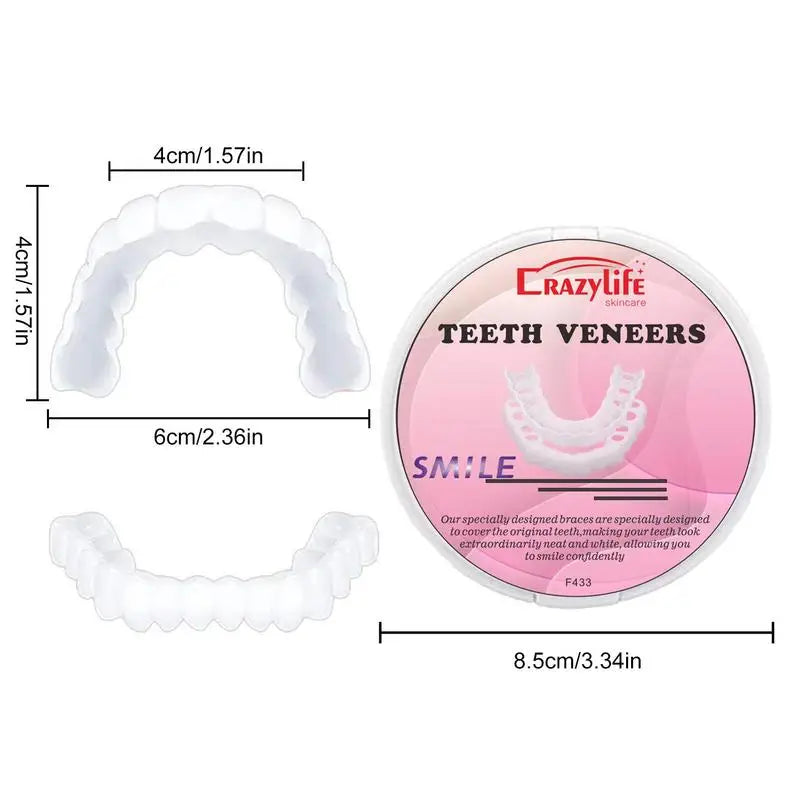 1 Set Teeth Veneers Tooth Cover Dentures Dental Veneers SnapOn Cover The Teeth Fake Tooth Instant Confidence Smile Temporary