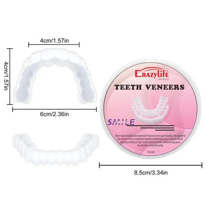 1 Set Teeth Veneers Tooth Cover Dentures Dental Veneers SnapOn Cover The Teeth Fake Tooth Instant Confidence Smile Temporary