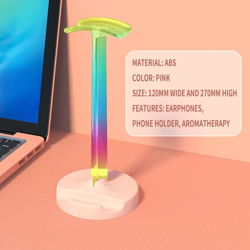 RGB Gaming Headphone Stand Glow Earphone Rack Dual USB Ports Desktop Display Bracket Headset Hanger For PUBG Computer Gamer