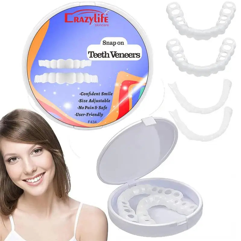 1 Set Teeth Veneers Tooth Cover Dentures Dental Veneers SnapOn Cover The Teeth Fake Tooth Instant Confidence Smile Temporary