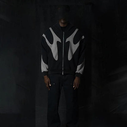 American  Retro Letter Printed Devil Pattern Hoodie Y2k Harajuku Casual Couple Zipper Hoodies Sweatshirt Fashion men's Clothing