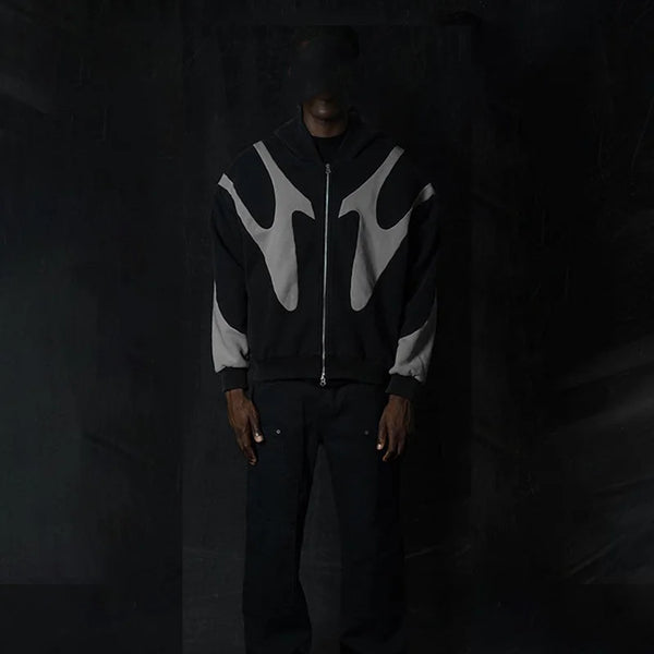 American  Retro Letter Printed Devil Pattern Hoodie Y2k Harajuku Casual Couple Zipper Hoodies Sweatshirt Fashion men's Clothing