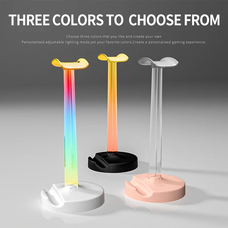RGB Gaming Headphone Stand Glow Earphone Rack Dual USB Ports Desktop Display Bracket Headset Hanger For PUBG Computer Gamer
