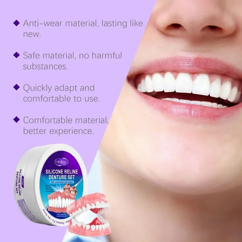 Adjustable Dentures Whitening Teeth Set Temporary Perfect Smile False Teeth Upper Lower Removable Dental Veneers Fake Tooth Set