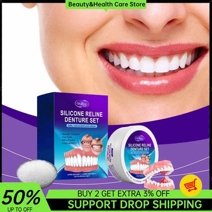 Adjustable Dentures Whitening Teeth Set Temporary Perfect Smile False Teeth Upper Lower Removable Dental Veneers Fake Tooth Set