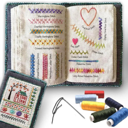 Embroidery Kit DIY Stitch Books Embroidery Sewing Books Linen Felting Handmade Needlework Sample Page Craft Learning Material