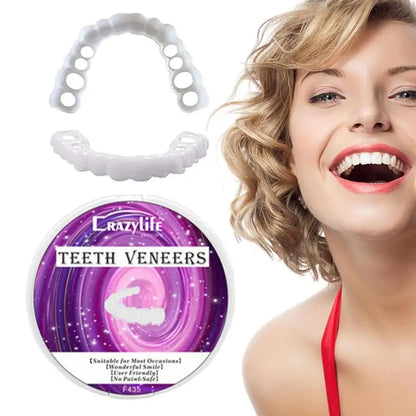 1 Set Teeth Veneers Tooth Cover Dentures Dental Veneers SnapOn Cover The Teeth Fake Tooth Instant Confidence Smile Temporary