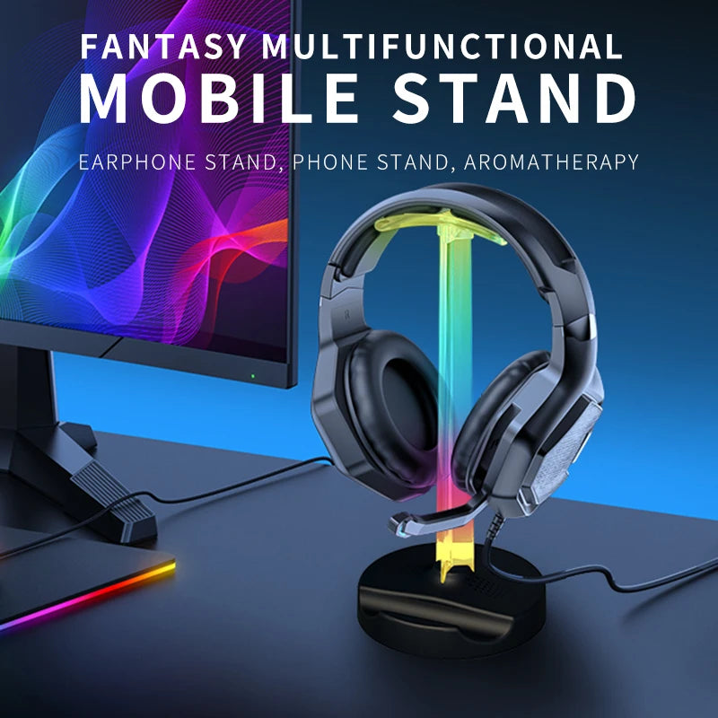 RGB Gaming Headphone Stand Glow Earphone Rack Dual USB Ports Desktop Display Bracket Headset Hanger For PUBG Computer Gamer
