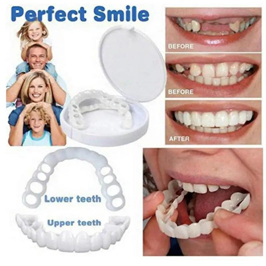 1 Set Teeth Veneers Tooth Cover Dentures Dental Veneers SnapOn Cover The Teeth Fake Tooth Instant Confidence Smile Temporary