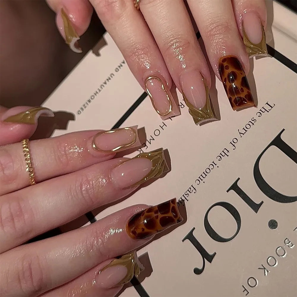 24Pcs Sweet Medium Square False Nails with Glue Blush Pink Flowers Fake Nails Full Cover French Acrylic Press on Nails for Girls