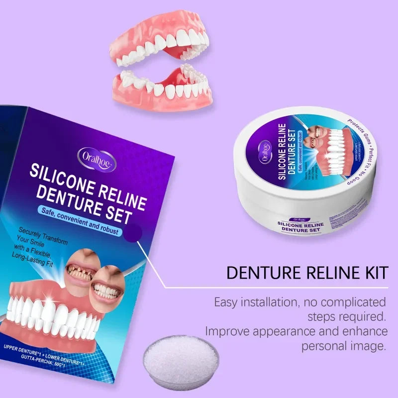 Adjustable Dentures Whitening Teeth Set Temporary Perfect Smile False Teeth Upper Lower Removable Dental Veneers Fake Tooth Set